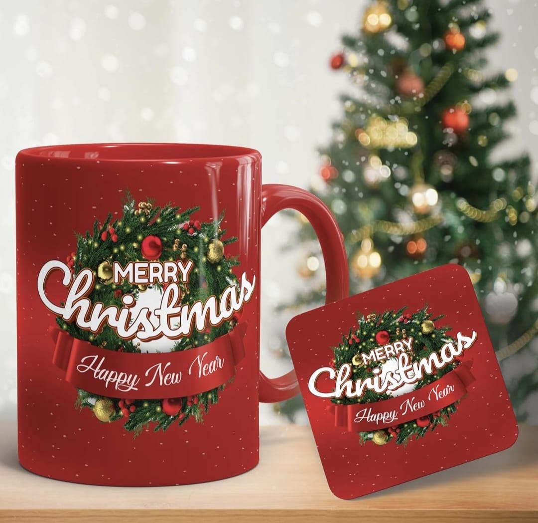 Merry Christmas Green Ceramic Mug Gift Set