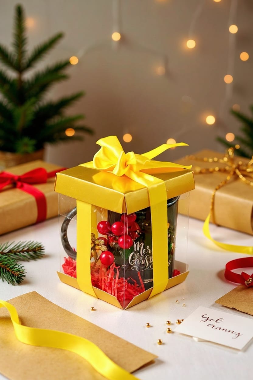 Merry Christmas Green Ceramic Mug Gift Set