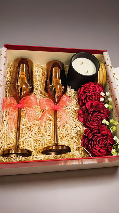 Eternal Toast – Rose Gold Champagne Flutes & Candle