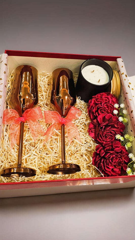 Eternal Toast – Rose Gold Champagne Flutes & Candle