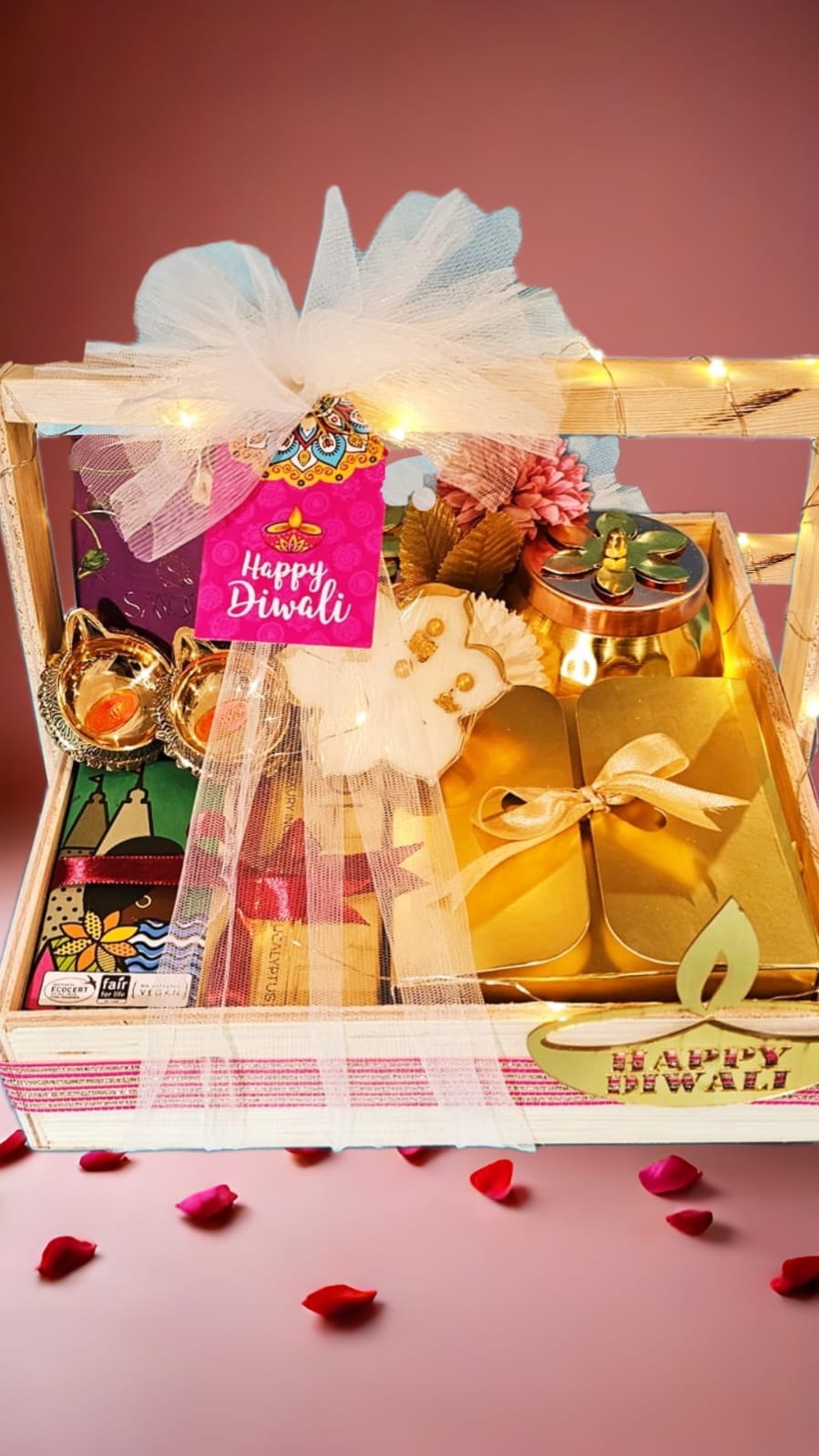 Blessed Diwali Hamper | Premium Pinewood Gift Box by Gift To Hampers